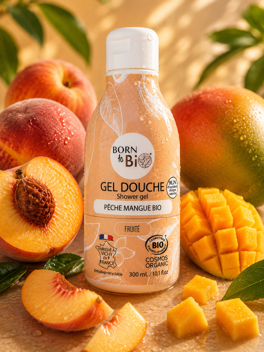 Gel douche bio - Senteur Pêche & Mangue - Born to Bio